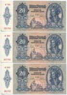 1941. 20P (3x) SorszámkövetÅ‘k T:I- Nyomdai Papírránc - Unclassified