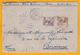 1924 - Lettre Recommandée De Cholon, Cochinchine Vers Bordeaux, France - Affrt 12 C - Cad Arrivée - Covers & Documents