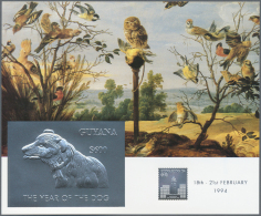 Thematik: Tiere-Vögel / Animals-birds: 1994, Guyana. Lot Of 100 SILVER Blocks With $600 Stamp "Year Of The Dog" Sho - Sonstige & Ohne Zuordnung