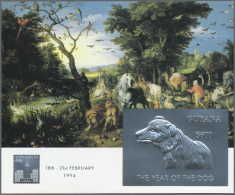 Thematik: Tiere-Hunde / Animals-dogs: 1994, Guyana. Lot Of 100 SILVER Blocks With $600 Stamp "Year Of The Dog" Showing A - Hunde