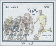 Thematik: Sport-Radsport / Sport-cycling: 1993, Guyana. Lot Of 100 SILVER Blocks $600 Olympic Games Atlanta 1996 Overpri - Radsport