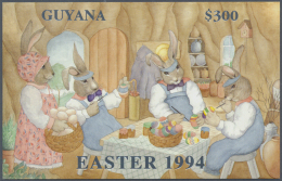 Thematik: Comics / Comics: 1994, Guyana. Lot Of 100 SILVER Blocks "Easter 1994" Showing EASTER BUNNYs WORKSHOP. Mint, NH - Comics