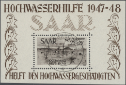 Saarland (1947/56): 1947/1956, Bis Auf Großer Hochwasserblock In Den Hauptnummern Komplette Gestempelte Sammlung A - Used Stamps