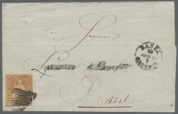 Schweiz: 1854, 5 Rappen Braun Sitzende Helvetia Münchener Druck Als EF Auf Stadtbrief Entwertet Mit Schwarzer Bunde - Sammlungen