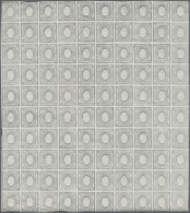Italien: 1861, 1c. Grey Black Sheet Of 100 And Part Sheet Of 96 Mint No Gum, Fine, Sassone 700,-++ - Sammlungen
