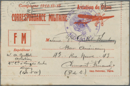 Frankreich - Militärpost / Feldpost: 1915/1917, Cover Trio With Military Aviation Mail, Comprising A Letter-card Pr - Brieven En Documenten