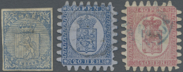 Skandinavien: 1855/1870 (ca.), Lot Of Eleven Stamps: Norway 1855 4sk. Blue Apparently Unused But Most Probably With Remo - Altri - Europa