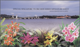 Singapur: 1995, Stamp Exhibition SINGAPORE '95 ("Orchids"), Special Souvenir Sheet With Orange Sheet Margin And Golden O - Singapore (...-1959)