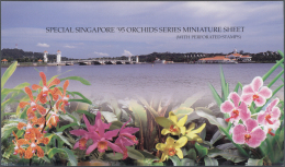 Singapur: 1995, Stamp Exhibition SINGAPORE '95 ("Orchids"), Special Souvenir Sheet With Orange Sheet Margin And Golden O - Singapore (...-1959)