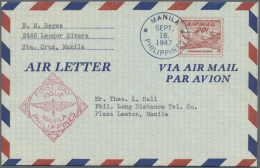 Philippinen: 1947/75 (ca.), AEROGRAMMES: Duplicated Lot Of About 250 Airletters/aerogrammes With A Wide Variety Of Diffe - Filippine
