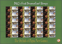 Papua Neuguinea: 2007. Lot With 500 Sheets ORCHIDS 3.35k With Personalised Ornamental Label BENCHMARK WILDLIFE. 20 Stamp - Papua New Guinea