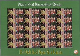 Papua Neuguinea: 2007. Lot With 500 Sheets ORCHIDS 0.85k With Personalised Ornamental Label TROBRIAND DANCERS. 20 Stamps - Papua New Guinea