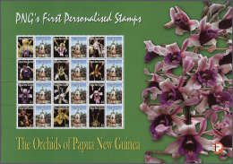 Papua Neuguinea: 2007. Lot With 500 Sheets ORCHIDS 1.00k With Personalised Ornamental Label LELE POU MASK. 12 Stamps And - Papua New Guinea