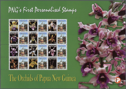 Papua Neuguinea: 2007. Lot With 500 Sheets ORCHIDS 1.00k With Personalised Ornamental Label LELE POU MASK. 12 Stamps And - Papoea-Nieuw-Guinea