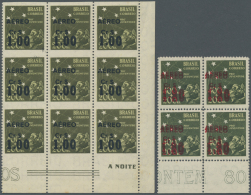 Brasilien: 1944, Airmail Overprints, Group Of 38 Stamps Within Six Units, All Of Them Showing Varieties Like Partly Impe - Neufs