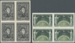 Argentinien: 1918/1957, Collection Of 128 Imperforate Proofs On Ungummed Paper (many Blocks Of Four), Issued Design But - Briefe U. Dokumente