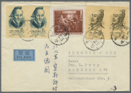 China - Volksrepublik: 1955/58, Commercial Covers (12) All Used To East Germany, Mostly Commemoratives. - Other & Unclassified