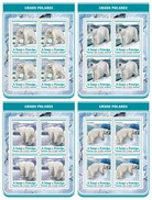 S. Tomè 2016, Animals, Polar Bear, 4sheetlets - Arctische Fauna
