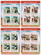 S. Tomè 2017, Stamp On Stamp, WWF, Gorillas, Parrots, Rhinos, Pandas, 4sheetlets - Gorilla's