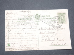 GRECE - Carte Postale Pour Londres En 1916 Avec Censure Militaire De Bologna - L 8006 - Cartas & Documentos