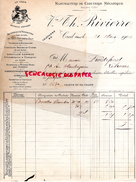 60- CREIL- FACTURE VVE TH. RIVIERE- MANUFACTURE CLOUTERIE MECANIQUE- AU LION- 1906 - Petits Métiers