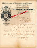 88 - GERARDMER- FACTURE SIMONIN CUNY- MANUFACTURE BOITES -USINE HYDRAULIQUE VAPEUR- BOISSELLERIE- 1894 - Old Professions