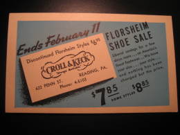 CROLL & KECK FLORSHEIM SHOE SALE Shoes Footwear Shod Textile Fashion READING 1939 Postal Stationery Card USA - Textile