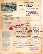 49- ANGERS- FACTURE ETS. BEAUVAIS & ROBIN- THUAU- MACHINES AGRICOLES- 1924 A M. FROIDEFOND QUINCAILLERIE A LIBOURNE - Petits Métiers