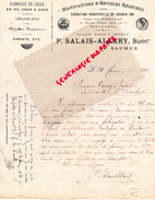 49-SAUMUR-LETTRE MANUSCRITE SIGNEE P. SALAIS ALLARY-MANUFACTURE ARTICLES RELIGIEUX-RELIGION-FABRIQUE CROIX CHAPELET-1901 - Straßenhandel Und Kleingewerbe