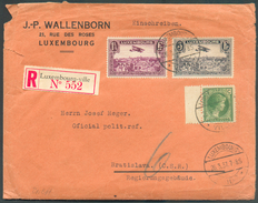 PA4 + 6 + Tp N°167 Obl. Dc LUXEMBOURG Sur Lettre Recommandée Du 26-3-37 Vers Bratislava (Tchécoslovaquie) - 11843 - Covers & Documents