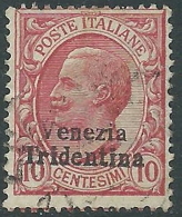 1918 TRENTINO ALTO ADIGE USATO EFFIGIE 10 CENT - Z1-5 - Trento
