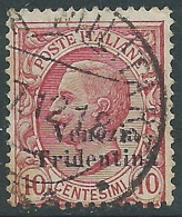 1918 TRENTINO ALTO ADIGE USATO EFFIGIE 10 CENT - Z1-7 - Trento