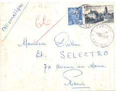 3929 PARIS 21 R. Castex Pneumatique Ob 24 4 1955 15 F Gandon Bleu 30F Arbois Yv 886 905 - Covers & Documents