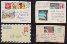 Kuba Cuba 1970 4 Stationery Registered + Normal To Brazil - Covers & Documents