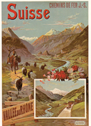 REPRODUCTION F. Hugo D'Alési Affiche Pour Les Chemins De Fer Jura Simplon, 1895 Vallée Du Rhône Sion - Simplon