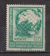 INDIA, 1964, Geological Congress., Geology, Globe, Science Study Of Earth History, Climate, Mineral, Rock, MNH, (**) - Unused Stamps