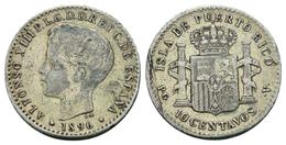 Alfonso XIII (1886-1931). 10 Centavos. 1896 . Puerto Rico. PGV. (Cal-85).   DL-12.120 - Provincial Currencies