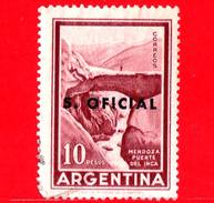 ARGENTINA - Usato -  1960 - Ponte - Mendoza - Puente Del Inca - 10 C - S. Oficial - Dienstzegels