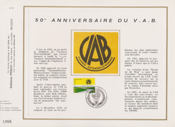 Feuillet Tirage Limité FRISCH 91 1689 50e Anniversaire Du V.A.B. - 1971-1980