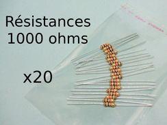 20 RESISTANCES RESISTANCE 1000 Omhs 1KΩ 1/4W Pour Leds Train Neuf 1/43 HO 1/87 - Alimentation & Accessoires électriques