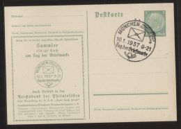Dt. Reich - Privatganzsache/Postkarte PP 126 C17 Mit SST MÜNCHEN 10.1.1937 - Tag Der Briefmarke - Enteros Postales