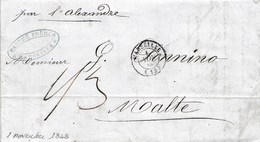 VM225 - FRANCIA  VIA DI MARE - Lettera Da Marseille A Malte Del 1848  "par L'Alexandre"  Tassata 1/3 Pence . - Poste Maritime