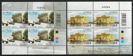 CHIPRE/ CYPRUS/ ZYPERN -EUROPA-CEPT 2017.-"CASTILLOS -CASTLES -SCHLÖSSER"-SERIE De 2 V. Tipo A- DOS BLOQUES De 4 - 2017