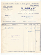 Facture , Fournitures Pour Automobiles , Pairon & Cie , Poitiers , 1951 , Frais Fr : 1.55 Euros - 1950 - ...