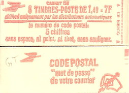 CARNET 2102-C 1a Sabine De Gandon "CODE POSTAL" Variété "à La Ligne Coupée" Fermé état Parfait Soigné TRES RARE - Libretti