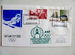 Cover Sweden 2002 Sport Special Cancel Olympic Games Salt Lake City Slalom - Cartas & Documentos