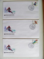 3 Fdc Covers From Russia 2002 Sport Special Cancel Salt Lake City Slalom Figure Skating Ski Jumping - FDC