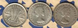 AUSTRALIA 3 PENCE EMBLEM BIRD  FRONT QEII HEAD BACK 1959 2ND TYPE CV$7AUS SILVER VF KM57 READ DESCRIPTION CAREFULLY !!! - Threepence