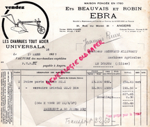 49- ANGERS-FACTURE ETS. BEAUVAIS ET ROBIN- EBRA- CHARRUES ACIER UNIVERSALA- A M. MEIGNAUD ALLISSANT A LE DONJON 03- 1937 - Petits Métiers