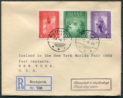 1939 Iceland New York World Fair Registered First Day Cover, FDC - Storia Postale